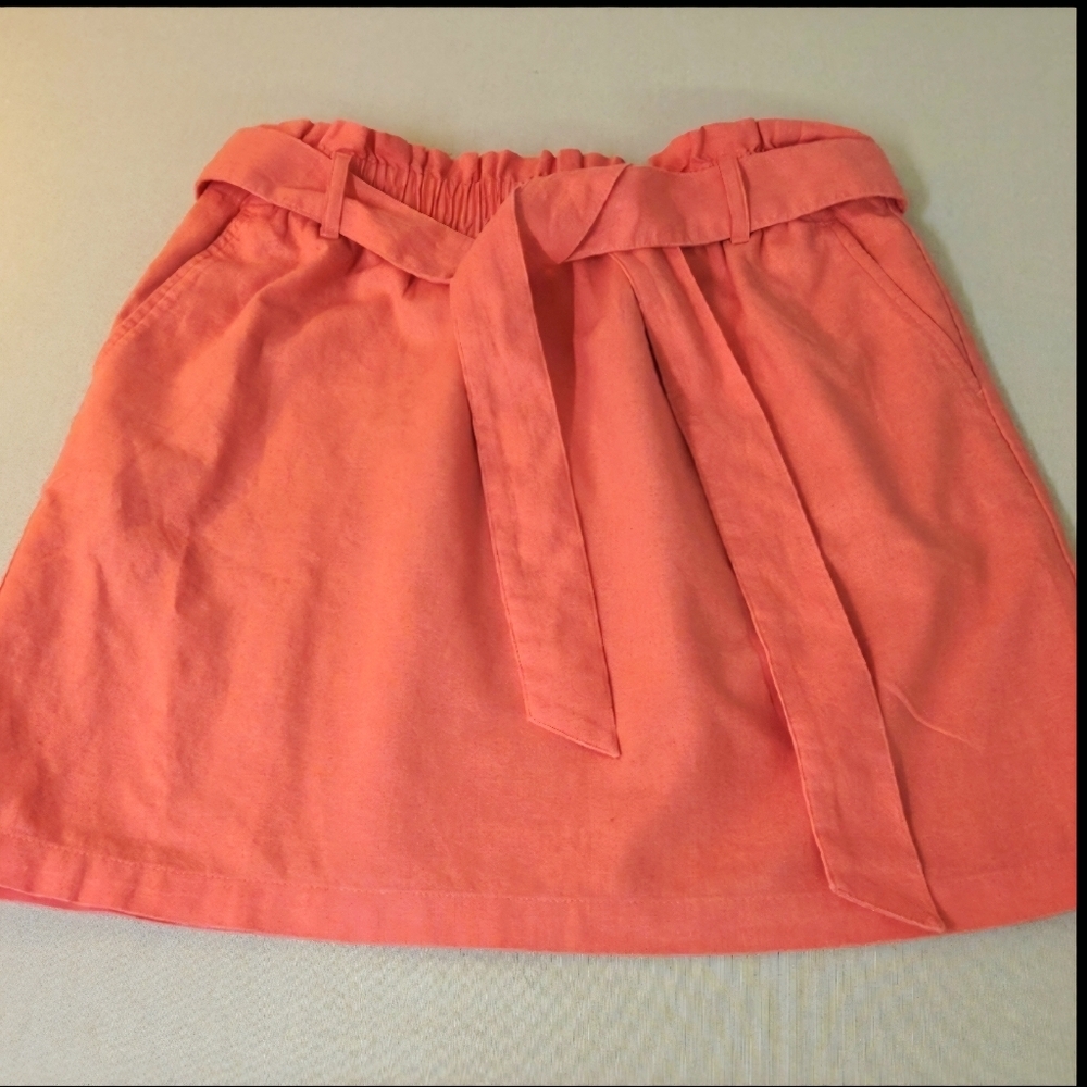 J. Crew Coral Mini Skirt with Tie Detail